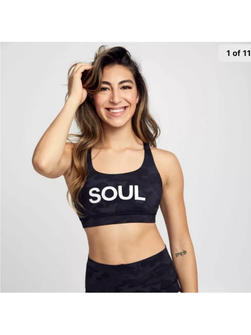 Lululemon Soulcycle Black Camouflage Icognito Sports Bra Multigray Size 8